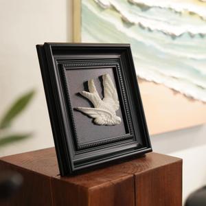 FOLKOR LIFE Framed Wall Art Sculpture for Home Office Decor, Classic Swallow Statue with Black Frame, Hanging Wall Plaque for Modern Farmhouse Living Room Bedroom Decoration