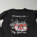 LLHXRUI Hanging With My Gnomies Sweatshirts Women Christmas Long Sleeve Pullover Shirts Funny Garden Gnome Graphic Tees Tops (Small, Black)