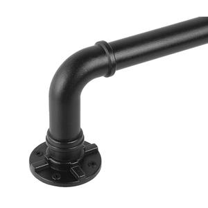 YAJUXIU Black Industrial Curtain Rod for Windows 66-120 Inches - Rustic 1 Inch Rod for Indoor or Outdoor Use, Adjustable from 30 to 120 Inches
