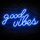 Blue Good Vibes Neon Sign - LED Neon Signs for Wall Decor, Neon Lights for Bedroom, Neon Wall Signs (16.1 x 8.3 inch)