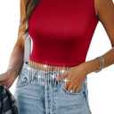 Nlife Womens Nashville Sparkly Fringe Sleeveless Tops Concert Raceback Ribbed Tank Tops with Glitter Tassel (S)
