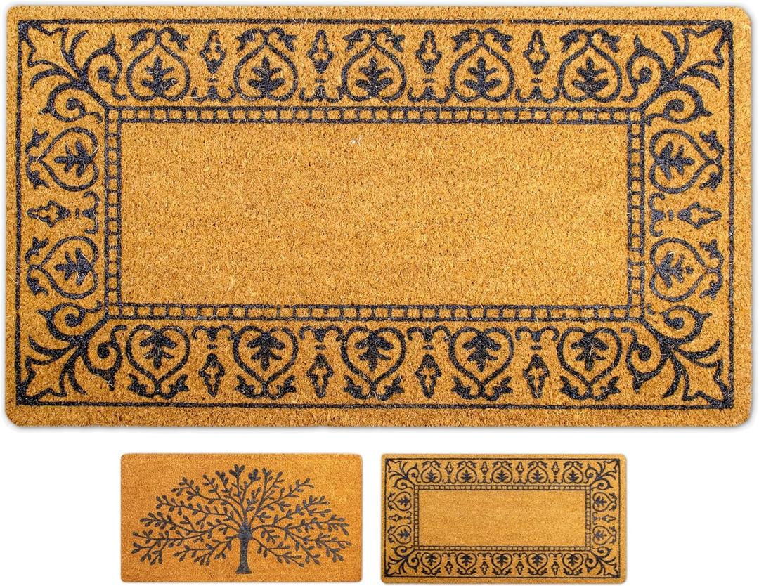 Coir Doormat 16"x27.5", Classic: Door Mat, Welcome Mat, Funny Pattern for Indoor & Outdoor Entrances