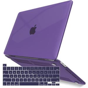 IBENZER Compatible with 2025 2024 M2 MacBook Pro 13 Inch Case 2025-2016 M1 A2338 A2289 A2251 A2159 A1989 A1706 A1708, Hard Shell Case & Keyboard Cover for Mac Pro 13, Crystal Purple,T13CYPU+1