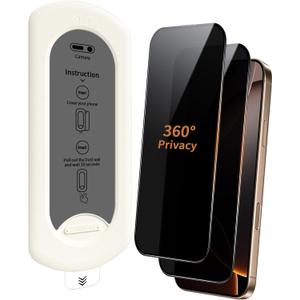 DUBUSOT 2 Pack 360 Degree for iPhone 17 Pro Max Privacy Screen Protector, 4Way Private AntiSpy Tempered Glass Film with Auto Alignment Dust Free Bubble Free, AntiScratch, 9H Hardness, Easy Install