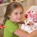24 Pack Valentine's Day Gifts for Girls, Ballerina Cards with Satin Elastic Hair Scrunchies Set, Dance Recital Prizes Classroom Exchange Gifts