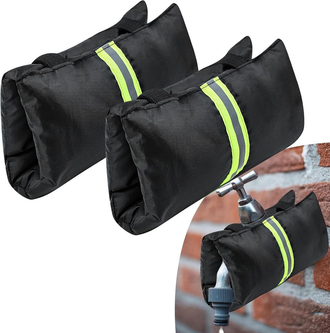 2Pcs Outdoor Faucet Cover for Winter Freeze Protection Outside Insulated Spigot Socks Freeze Miser Reusable Hose Bib Cover Waterproof Water Faucet Insulation Wrap with Reflective Strip for Garden Yard (Green)
