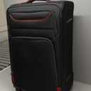 Coolife Luggage 4 Piece Set Suitcase TSA Lock Spinner Softshell lightweight (black+red)