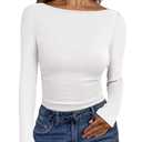 ANRABESS Women's Boat Neck Long Sleeve Shirts Rib Knit Slim Fitting Tops Basic Tees 2026 Casual Comfy Fall Outfits Clothes White X-Large