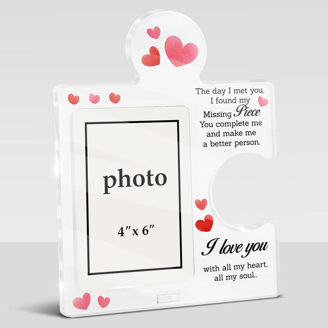 2 x Romantic Couple Gifts Photo Frame,Birthday Wedding Gift for Girlfriend Boyfriend Wife Husband, Display 4x6 Photo