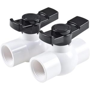 3/4" PVC Ball Valve (2-Pack), Shut-Off Ball Valve Threaded (NPT) with Easy to rotate and Excellent Handle, Rated at 150 PSI, (3/4 inch NPT)
