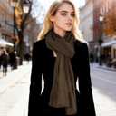 Scarf Winter Long Scarves for Women Men Cold Weather 72"x9.8" Soft (Brown, L)