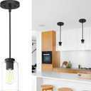 Zevluck Pendant Light Fixtures, Matte Black Pendant Lighting with 5 Adjustable Tubes, Hanging Light Fixtures with Clear Glass Shade, Tiltable Pendant Lighting for Kitchen Island, Dining Room, Bathroom (1 Pack)