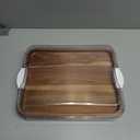 FARBERWARE Build-A-Board Acacia Cutting Board with Built-in Storage Compartments, Clear Locking Lid & White Handles, Great for Charcuterie & Snacks