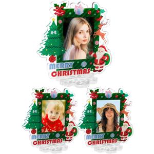2x3 Small Christmas Acrylic Picture Frame for Tabletop, 3 Pack Compatible with Polaroid Fujifilm Instax Mini Film for Gifts Home Shop Corporate Holiday Decorations