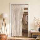 Lino Rosa Beaded Curtain for Doorway, Boho Beads Closet Curtain for Open Closet, Hanging Room Divider for Room Separation, 36" W x 80" L, Cream
