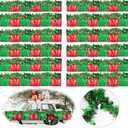 24 Pcs Christmas Parade Float Decorations Including 12 Pcs 9.9 ft Red Green Metallic Foil Fringe and 12 Pcs 9.9 ft Tinsel Garlands for Christmas Party Car Decorations