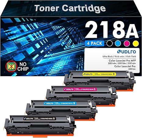 218A Toner Cartridges 4 Pack - MFP 3301fdw 218A Toner Replacement for HP 218A HP 218X Work for Color Laser Pro 3301fdw 3301cdw 3201dw 3301sdw Printer Ink W2180A , No CHIP, Black Cyan Yellow Magenta