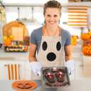3 Pcs Halloween Ghost Apron Set, Waterproof Ghost Apron, Pumpkin Pot Holders Ghosts Oven Mitts Halloween Kitchen Utensils for Home Cooking, Baking, BBQ, Gardening