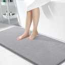 OLANLY Thick Memory Foam Bathroom Runner Rugs 47x24, Extra Soft Absorbent Long Bath Rug, Quick Dry Bath Mats, Non-Slip, Machine Washable Mat for Bathroom, Tub and Shower, Home Decor Accessories, Grey