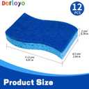 12 Count Non-Scratch Dish Sponges Kitchen, Long Lasting Cleaning Sponges for Dishes,Dual Sided Kitchen Sponges, Cleans Fast Without Scratching, Easy to Dry and Reusable-Blue