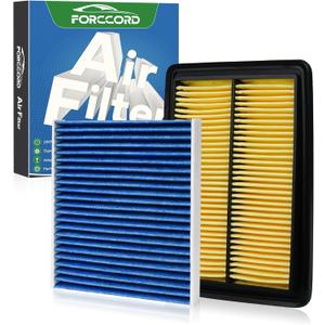Cabin & Engine Air Filter Fit for Nissan Rogue 2.5L (2014-20), Rogue 2.0L Hybrid (2017-19), Rogue Sport 2.0L (2017-22), Qashqai 2.0L (2017-23) Activated Carbon Filter Replace#CF11854 CA11858