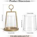 Modern Farmhouse Hurricane Candle Holder, Antique Brass Metal Centerpiece Sturdy Glass Sleeve, Tabletop Geometric Lantern for Pillar Candles, Plants & Home Decor (6" x 10") - Large