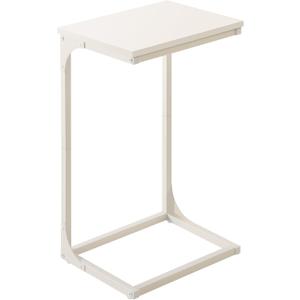 VASAGLE C-Shaped End Table, Side Table for Sofa, Couch Table with Metal Frame, Small TV Tray Table for Living Room, Bedroom, Cream White