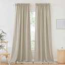 RYB HOME Linen Sheer Curtains Extra Long Farmhouse Bedroom Sliding Door, Beige, W 52 x L 120, 2 Panels