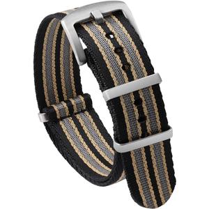 watchdives Nylon Watch Band 18mm 20mm 22mm Multicolor Replacement Watch Straps for Men Women (Black Yellow Gray, 18mm)