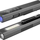 5 IN1 Rechargeable EDC Flat Flashlight, PRO Flashlight with Green Beam, UV and White LED Combo, High Lumens Pocket Lights with Magnet, LT010 Four Sources Perfect for Checking Work (Black)