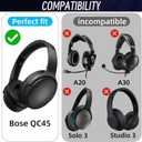 Replacement Ear Pads for Bose QuietComfort 45 (QC45) / QuietComfort SE (QC SE) / Quiet Comfort Wireless Over-Ear Headphones, Softer Protein Leather Earpads Cushions Kit (Black)