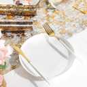 Mixweer 10 Pieces Gold Table Runner 11 x 110 Inches Sequin Table Runners for Thin Mesh Decorations Party Wedding Birthday Bridal Shower Event(Black, Gold)