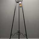 Deco 79 Metal Scroll Display Easel Large Adjustable 3 Tier Floor Standing Easel with Chain Support, Display Stand 21" x 22" x 46", Black