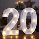 20th Birthday Decoration Light Up Letters, Battery Powered LED Numbers Marquee Number Sign for Sweet 20th Party Home Decor Night Light