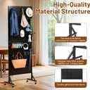 Metal Pegboard Display Stand 66" x 24, Pegboard Shelf with 30 Hooks, 4 Wheels and 4 Leveling Feet, Peg Board Panels Display Rack for Retail Store, Craft Show, Garage, Jewelry Organizer, Black