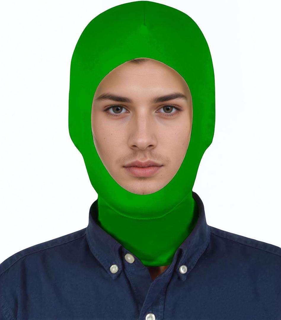 ATHX Men's and Women's Spandex Costume Open Face Mask Halloween Cosplay Stretchy Hood Mask, Green 