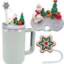 Accessories Compatible with Stanley Cup Lid, Silicone Snowflake Christmas Straw Toppers for Stanley Cup H2.0 Holiday Lid Accessories 40 OZ,Gift for Kids