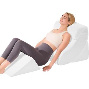 4 PCS Wedge Pillow Set for After Surgery, Memory Foam Orthopedic Bed Wedge Pillow Set, Adjustable Bed for Sleeping, Acid Reflux Relief, Post Surgery Recovery, Back Support, Leg Elevation, White