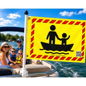 Child On Board Boat Safety Flag High Visibility Warning Flag for Kids & Children on Boats, Neon Yellow Double-Sided UV Resistant Marine Flag, 12x18 Inch for Pontoon, Jet Ski, Kayak & Fishing Boats