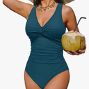 Holipick Women Tummy Control One Piece Swimsuit - Push Up Bathing Suit Full Coverage Slimming Swimwear, L