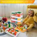 Kids Toy Organizer for Lego Stackable Storage Compartments Bins With Base Plates Lids 3 Tiers Clear Building Bricks Board Game Puzzle Boxes Plastic Craft Sorting Separator Travel Chest Case