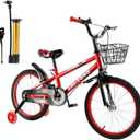 Bruce & Shark 14 16 18 Inch Kids Bike with Training Wheels, Adjustable Seat, Carbon Steel Frame, Dual Brakes, Anti-Slip Wheels, Easy Assembly Youth Bicycle 3'1"4'3" Height