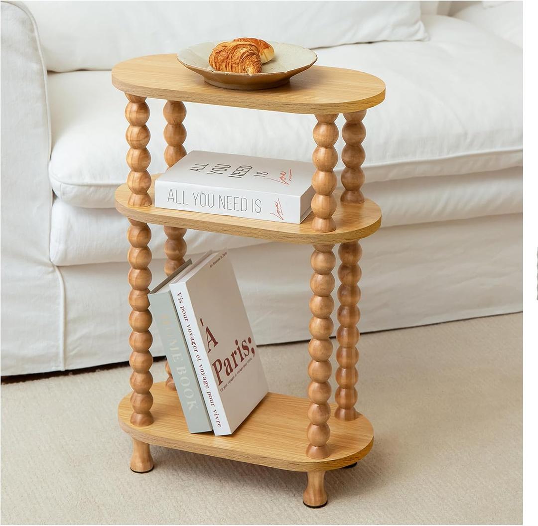 3-Tier Narrow Side Table, Slim End Table for Small Spaces