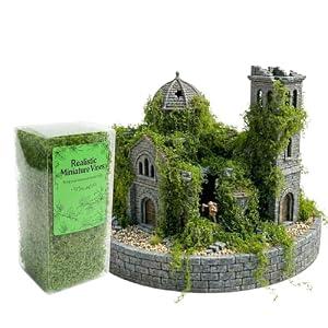 Realistic Miniature Vines - Hanging Moss Scenery for Diorama Supplies & Model Building - Mini Miniature Plants for Rainforest, Dollhouse, Fairy Gardens, Crafts DIY, Tabletop Wargaming (Natural Green)