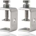Stainless Steel C Clamps Small 1 1/2 Inch for Mounting, Heavy Duty U Clamps for Metal Working, Mini Desk Clamp with Stable Wide Jaw Opening & Protective Pads/I-Beam Design (2pcs)