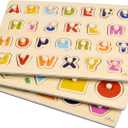 2 x Avery's Choice Magnetic Wooden Number and Shape Recognition Board, Educational Puzzle with 13 Magnetic Pieces, Multicolor Learning Toy for Toddlers 36+ Months, 11.81 x 8.86 Inches