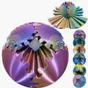 Gear Ball 3D Printed Spin Ball Cube Fidget Toys, Gear Sphere Fidget Toy, GearSphere Desk Toy Stress Fidget Balls, Fidgets Spinners for Adults & Kids Anxiety Relaxing (Laser Purple Blue, 3.1 Inch)