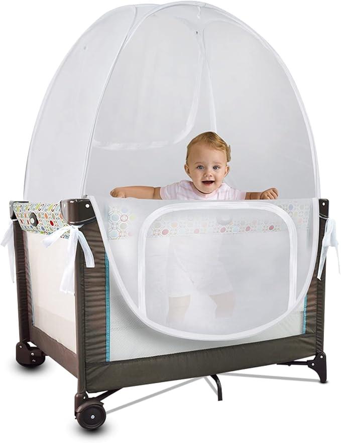 Baby & beyond Baby Pack 'N' Play Pop Up Tent Safety Net, Protects from Insects, Mosquitoes and from Baby Climbing Out, Top Quality See 10Pack 45x39x44cm