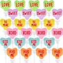 60 Pcs Valentine's Day Balloons 4 Inch Heart Balloons, Multicolor Self Inflating Balloon and Balloon Sticks with Bow Clips, Foil Mini Balloon on a Stick for Happy Valentines Day Wedding Anniversary