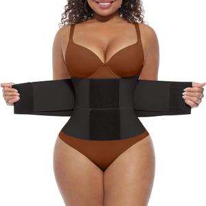 FeelinGirl Waist Trainer Long Torso Waist Cincher Trimmer Ab Belt Tummy Control Body Shaper Triple Wrap Women and Men (XX-Large, Black)